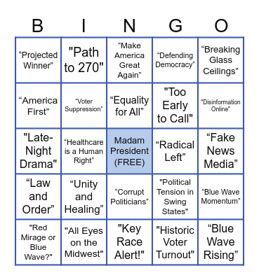 Election Night 2024 Bingo Card