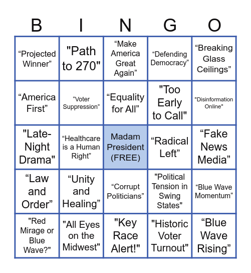 Election Night 2024 Bingo Card