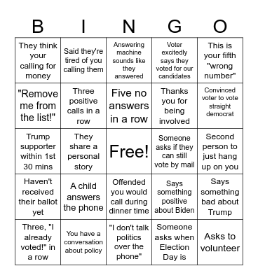 Disclaimer: Paid for by Planned Parenthood Votes, 123 William St, NY NY 10038. Not authorized by any candidate or candidate's committee. Bingo Card
