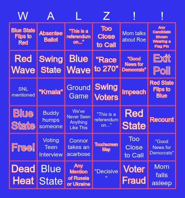 Election Night 2024 Bingo Card