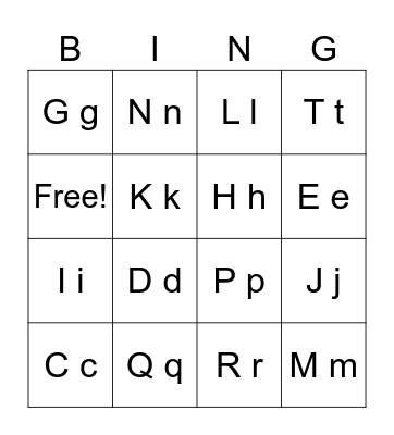 Alphabet bingo Card