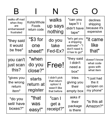 ups Bingo Card