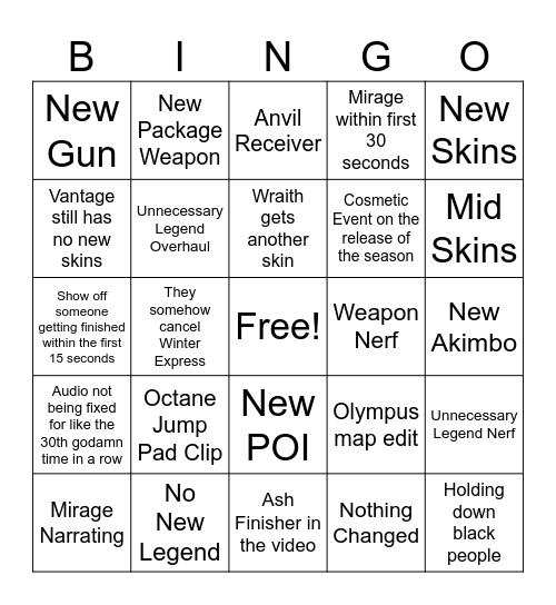 Apex Update Trailer Bingo Card