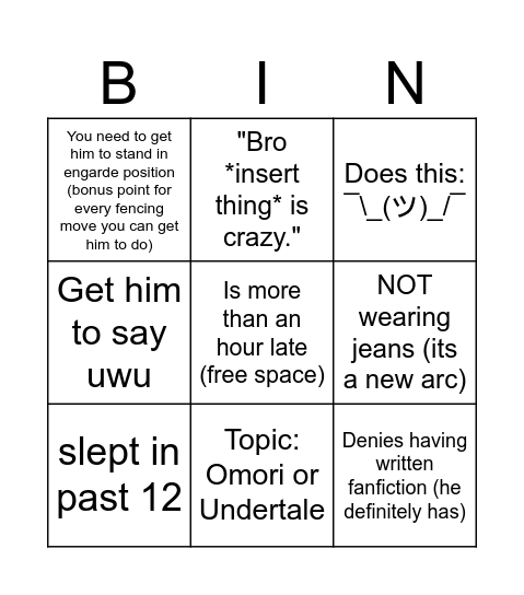 James Bingo Card