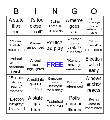 2024 ELECTION Bingo Card