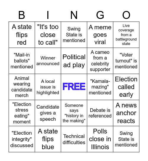 2024 ELECTION Bingo Card