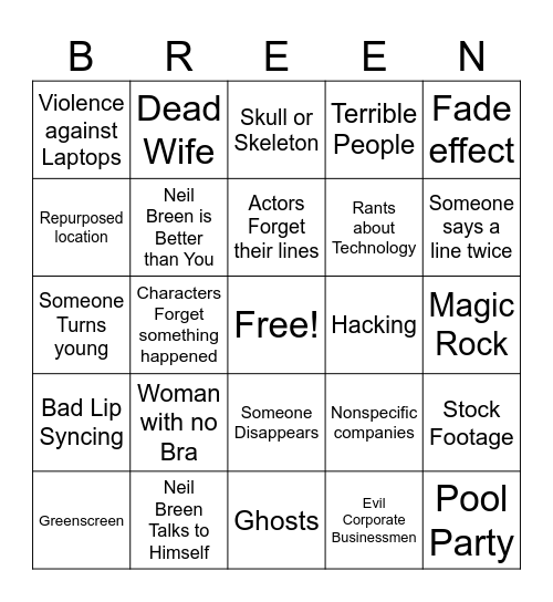 Breengo Bingo Card