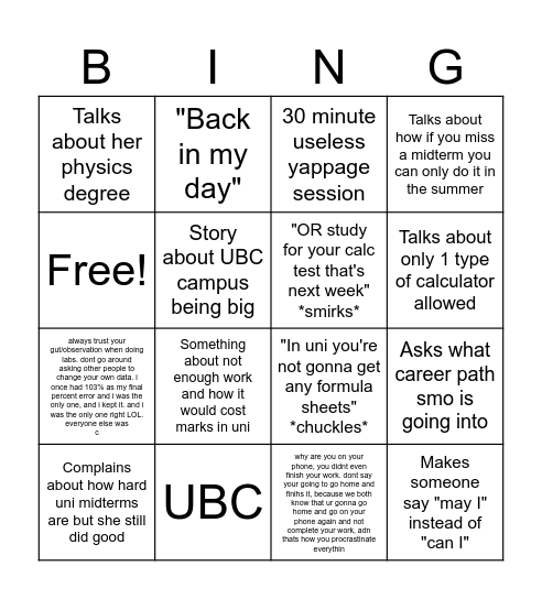 Anderson Bingo Card Bingo Card