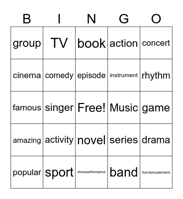 Entretenimiento Bingo Card