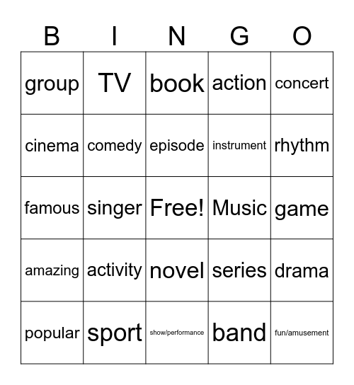 Entretenimiento Bingo Card