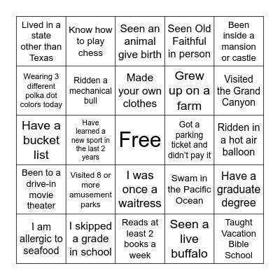 Life’s Colorful Journey 6 Bingo Card