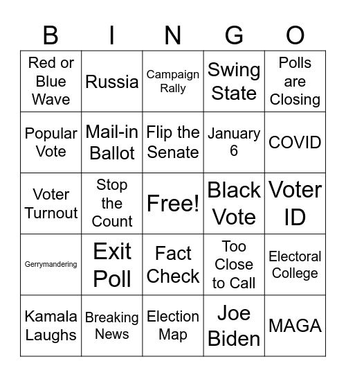 Election 2024 Bingo Card