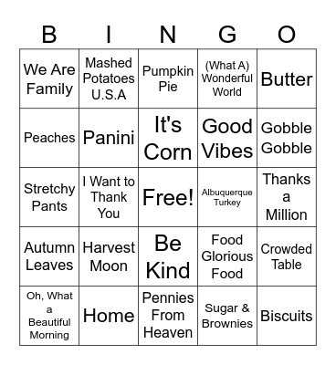 Harvest Harmony Bingo Card