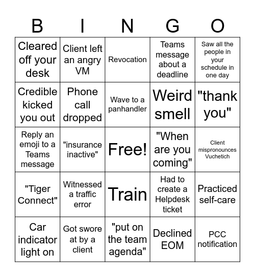 ACT Team BINGO Card