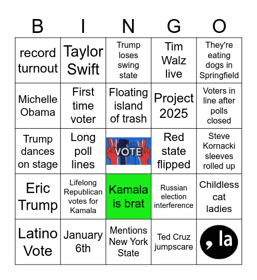 Election 2024 Bingo Card