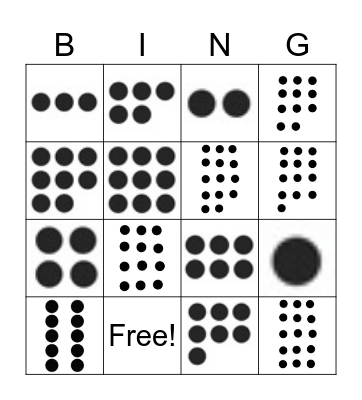 Subitizing 1-15 Bingo Card