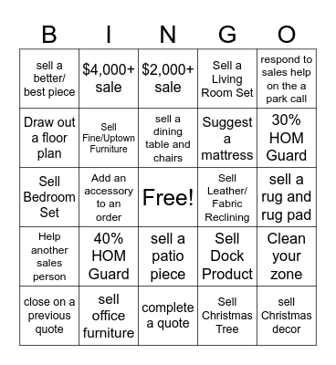 HOM Furniture Bingo Card