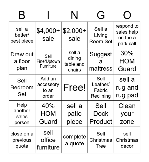 HOM Furniture Bingo Card