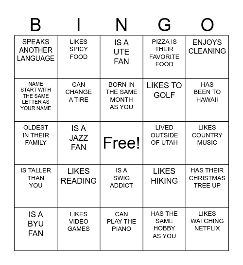 Lehi Surgical Services Bingo Card