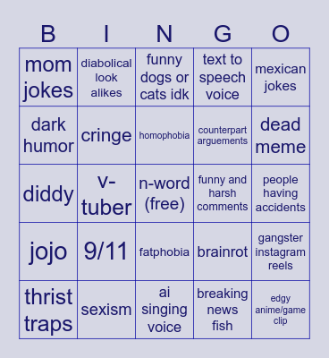 instagram bingo Card