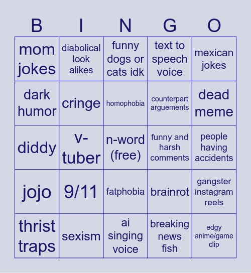 instagram bingo Card