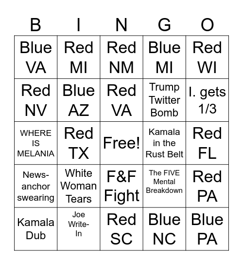 2024 Presidential Election Bingo Card