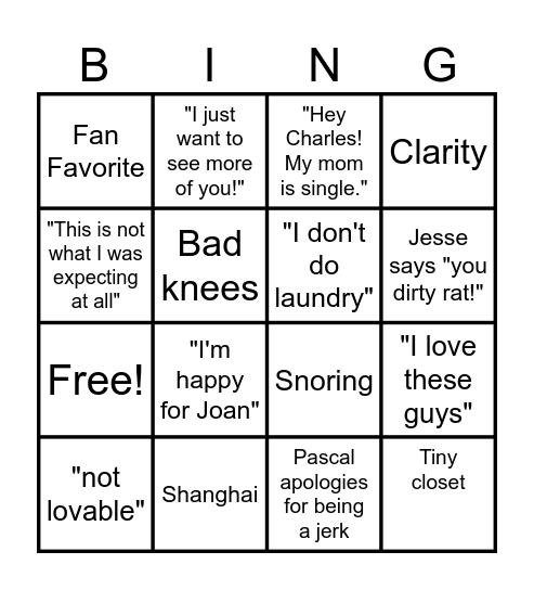 Golden Bachelorette Men Tell All Bingo Card