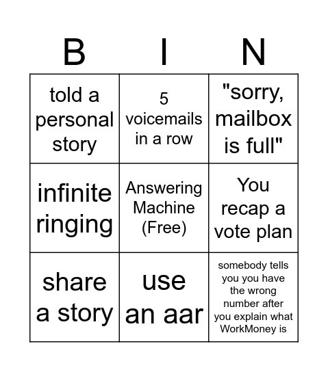 Situations Bingo Card