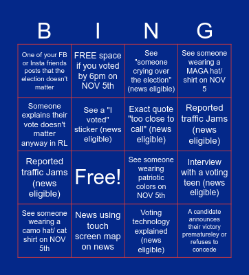 Election 2024 Bingo Card