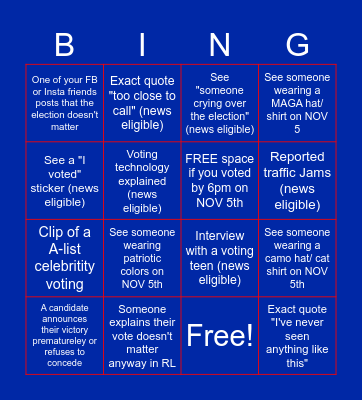 Election 2024 Bingo Card