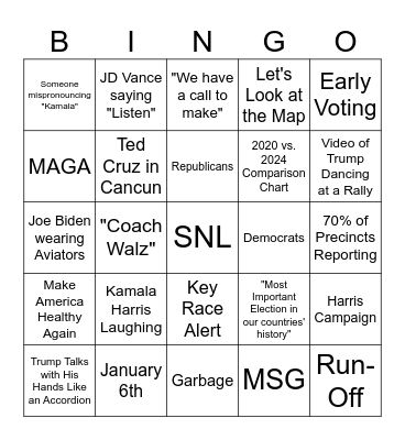 Election Day Bingo Card