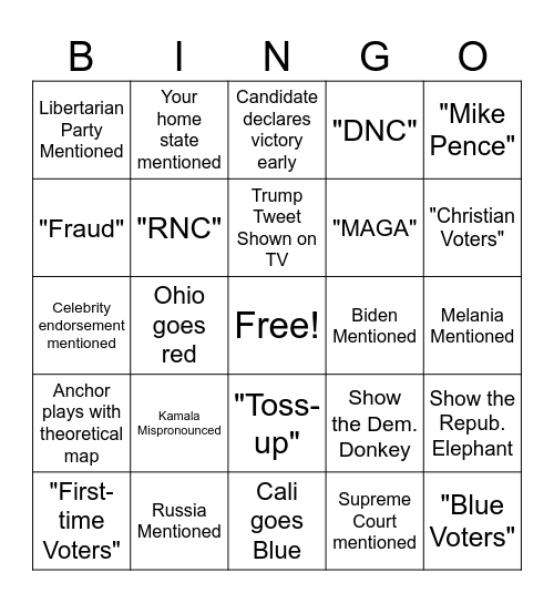 2024 Election Bingo Card