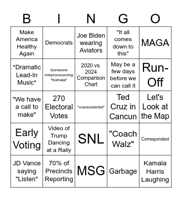 Election Day Bingo Card