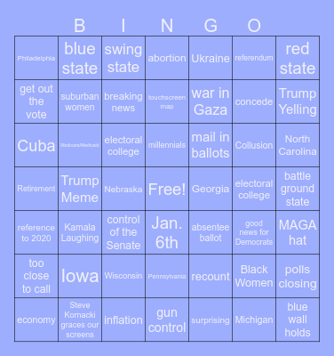 ELECTION NIGHT BABY!! Bingo Card