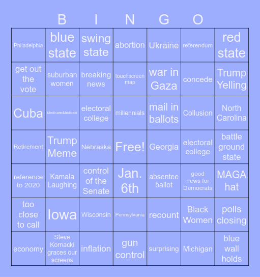 ELECTION NIGHT BABY!! Bingo Card