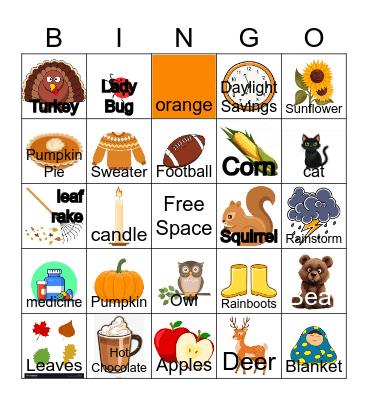 Fall Bingo Card