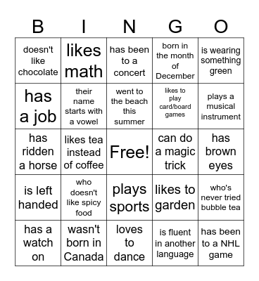 getting to know Roads 2024 Bingo Card