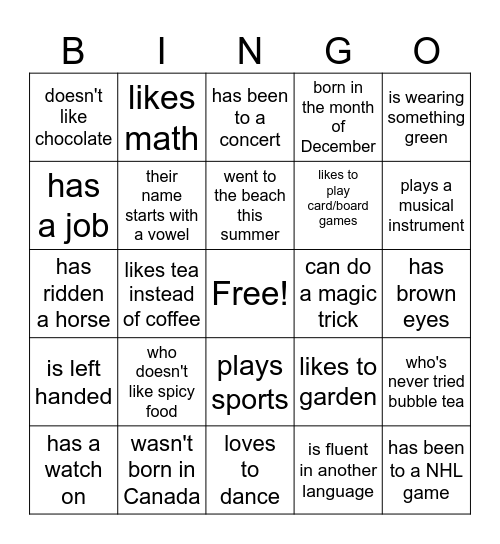 getting to know Roads 2024 Bingo Card