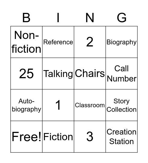 Library Bingo! Bingo Card