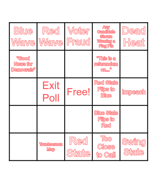 Election Night 2024 Bingo Card