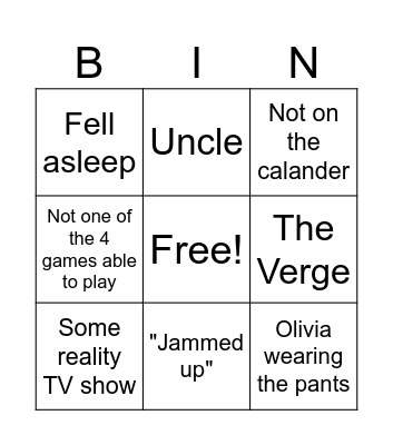 Tony Bingo Card