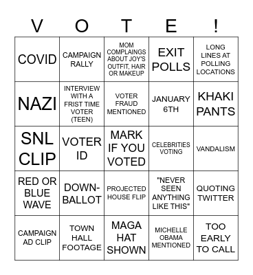 ELECTION 2024 Bingo Card