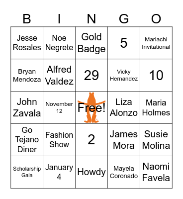 Go Tejano Bingo Card