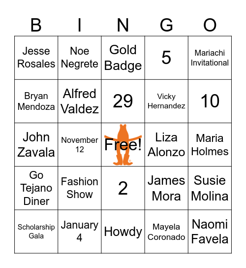 Go Tejano Bingo Card