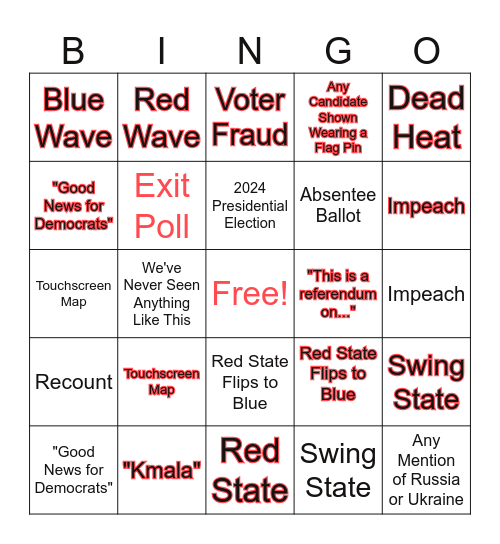 Election Night 2024 Bingo Card