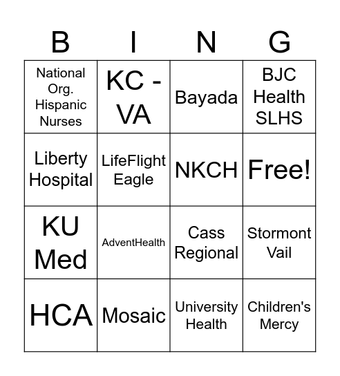 Name ______________________ Bingo Card