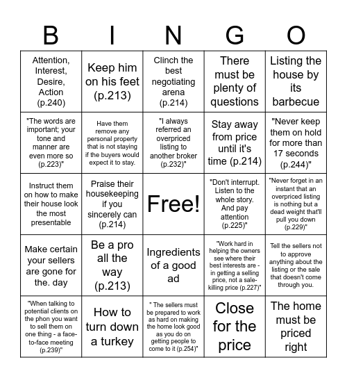 Chapters 19-21 Bingo Card