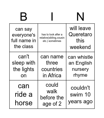 Modal verbs bingo Card