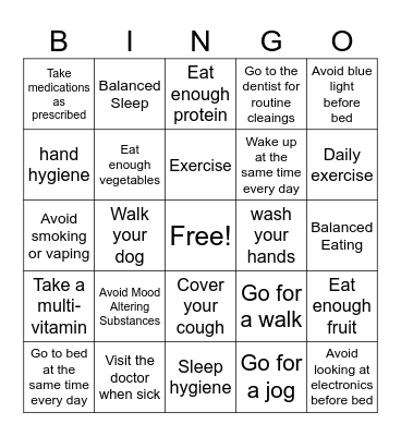 Please Skill Bingo Card