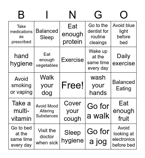 Please Skill Bingo Card